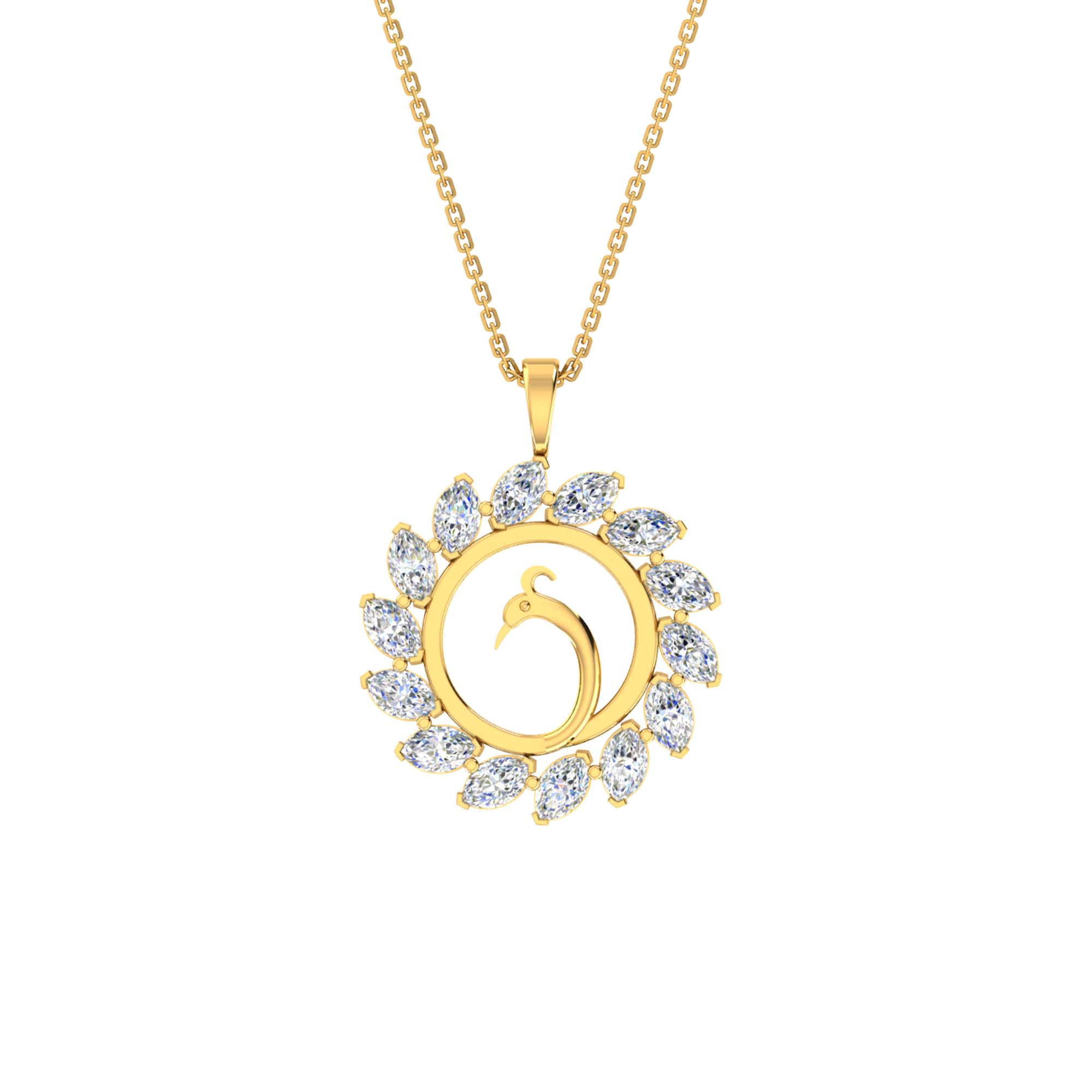 RKC Made With 18K Yellow Gold Plated Moissanite Pendant Necklace