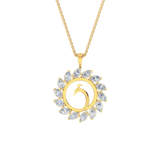 RKC Made With 18K Yellow Gold Plated Moissanite Pendant Necklace