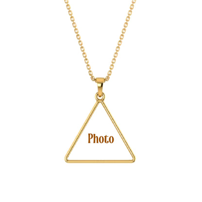 RKC Tringle Shape Photo Locket Pendant Necklace 14k Yellow Gold Plated Weight 5mm And Height 20mm