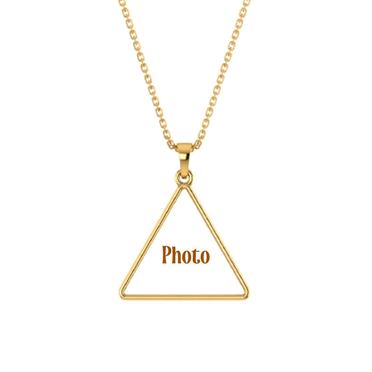 RKC Tringle Shape Photo Locket Pendant Necklace 14k Yellow Gold Plated Weight 5mm And Height 20mm