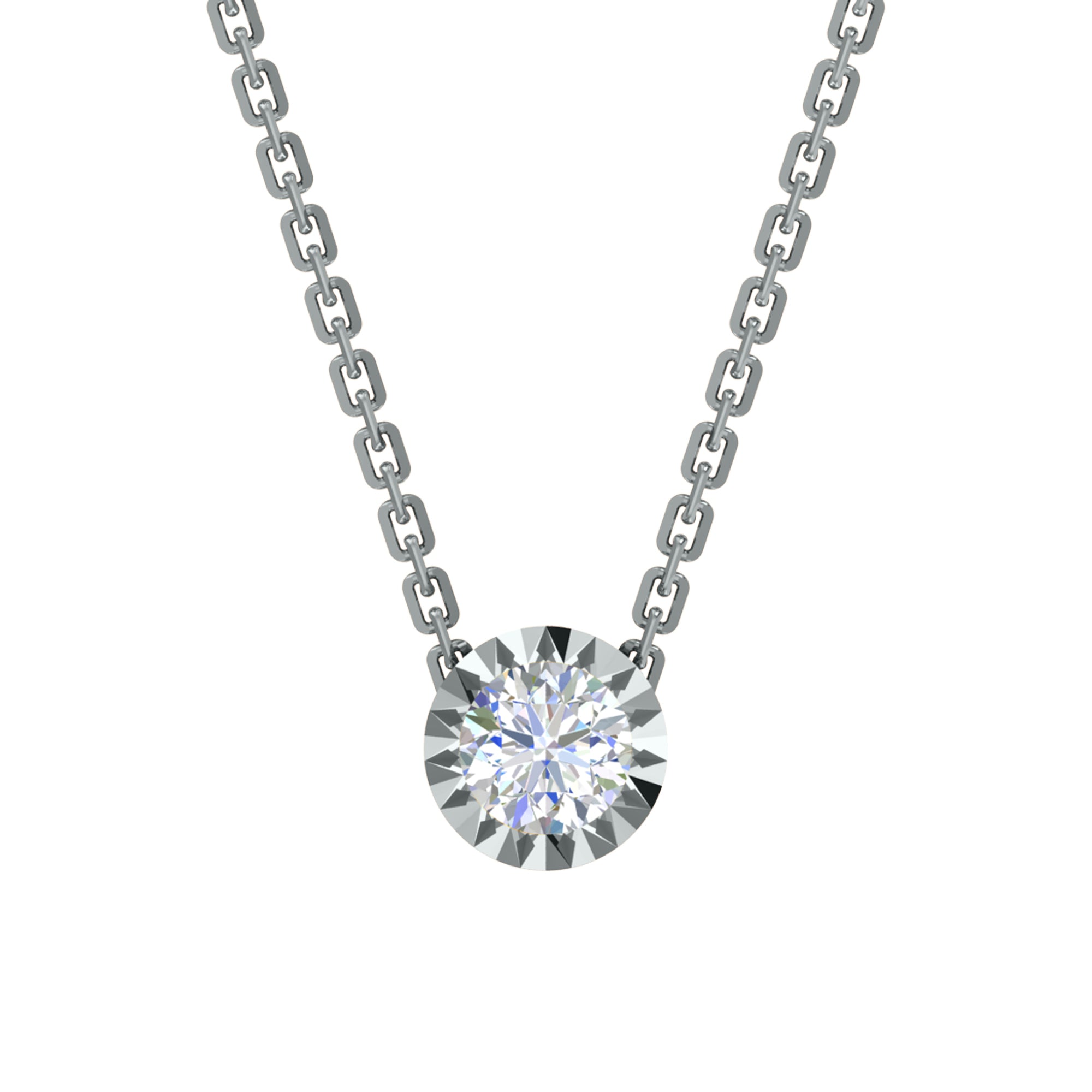 RKC 0,50 Karat Moissanit-Solitär-Anhänger, 925er Silberschmuck, 14 Karat Weißgold vergoldet, Gewicht 2,60 g