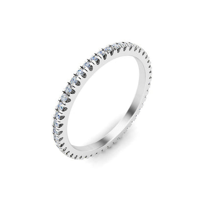 RKC Moissanit Damen-Eternity-Band-Verlobungsring, 14 Karat Roségold vergoldet, 925er Sterlingsilber, Gewicht 1,20 mm, Breite 1,60 mm