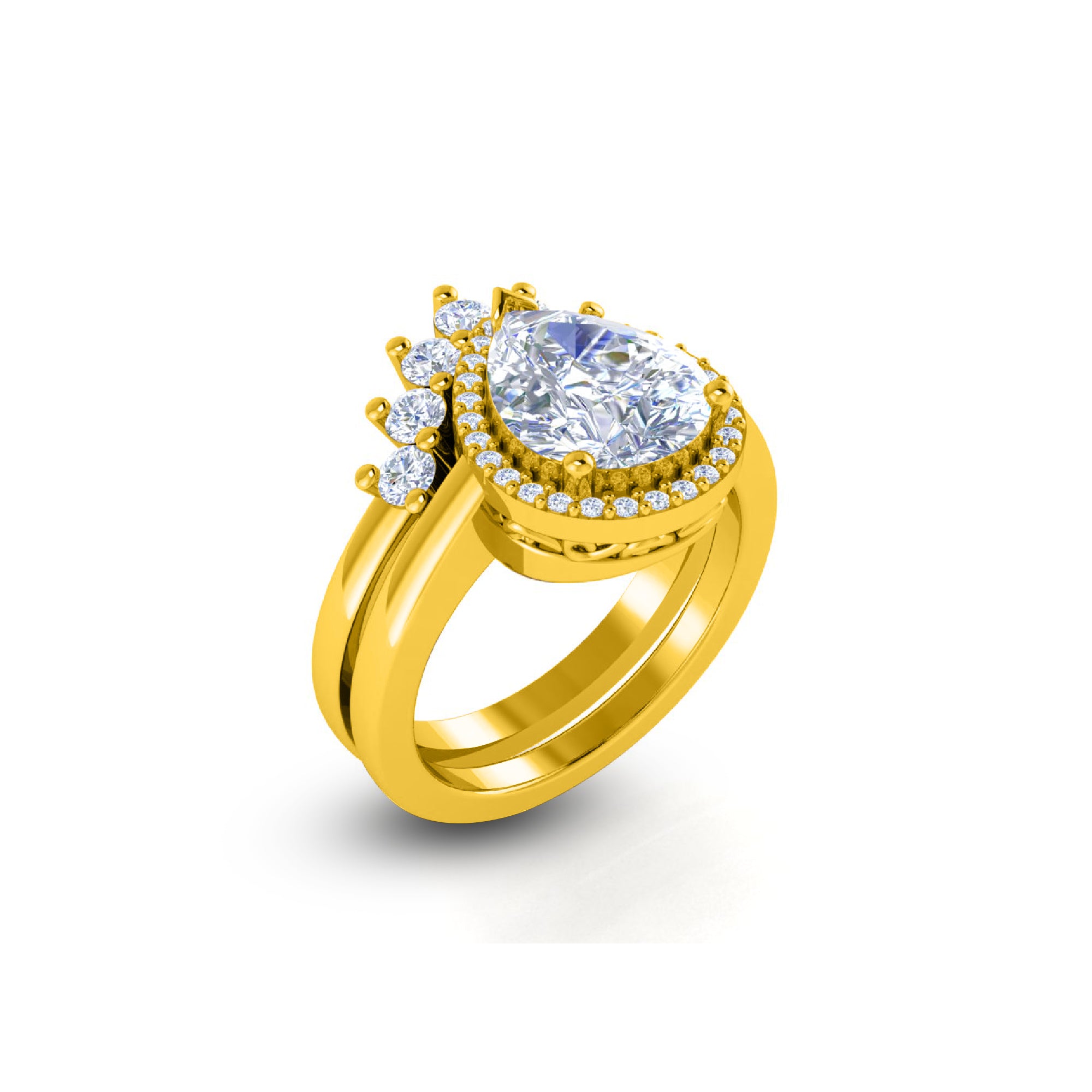 RKC 2,93 ct taglio a pera moissanite affascinante set da sposa in argento 925 per donna placcato oro rosa 14 carati peso 6,5 g