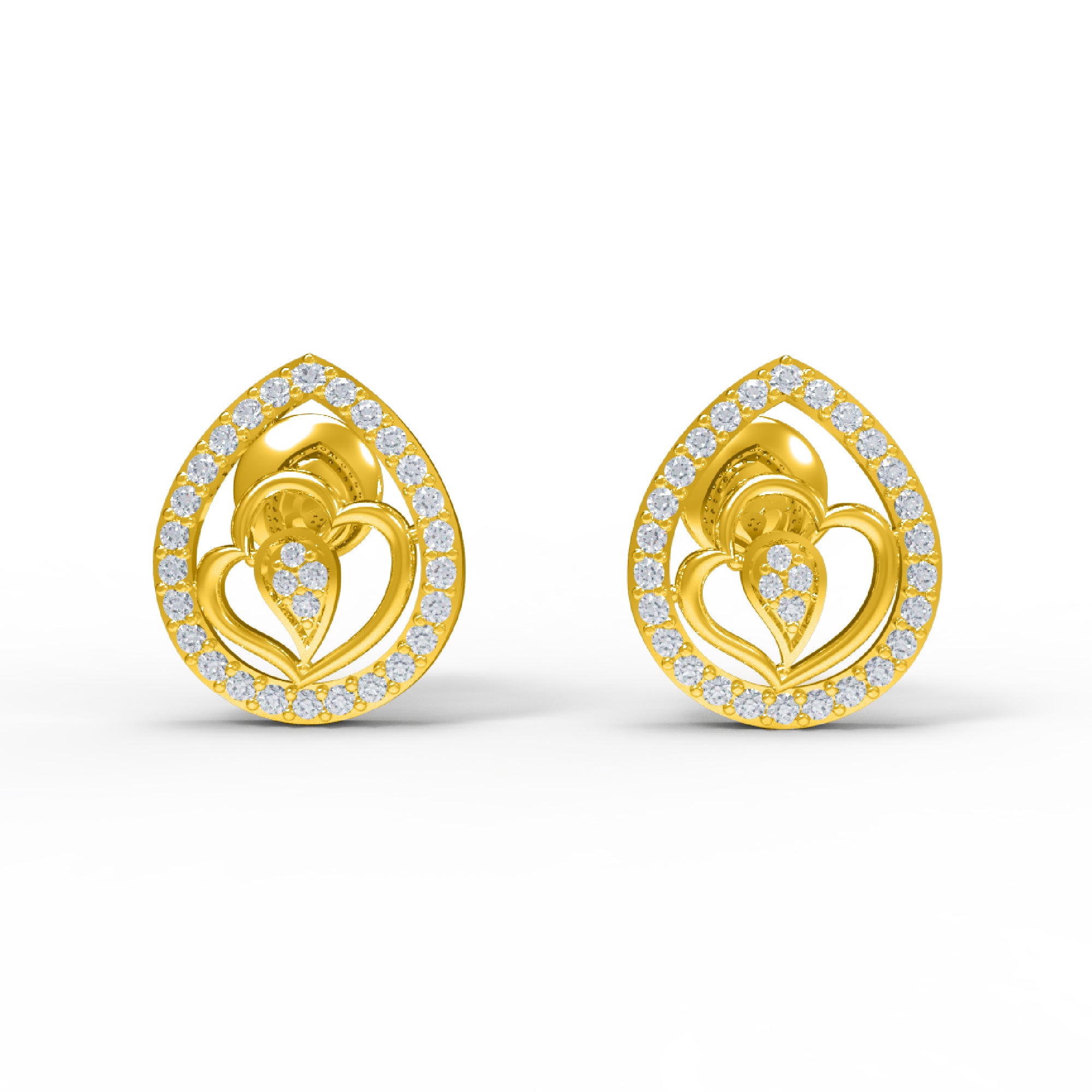 RKC 925 Sterling Silber blattförmiger Damen-Ohrstecker für den täglichen Gebrauch, 14 Karat Rose über dem Produkt, Gewicht 1,80 GM, Höhe 12,00 mm