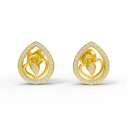 RKC 925 Sterling Silber blattförmiger Damen-Ohrstecker für den täglichen Gebrauch, 14 Karat Rose über dem Produkt, Gewicht 1,80 GM, Höhe 12,00 mm