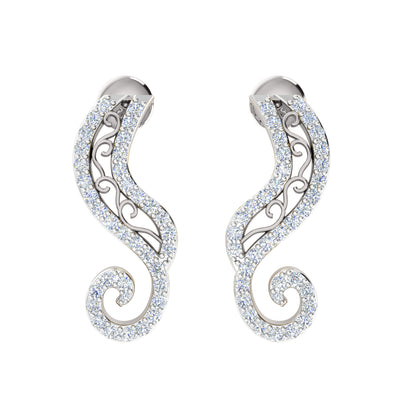 Orecchino da donna con perno in argento sterling RKC 925 bianco 14k su peso 3,00 g, altezza 20,50 mm