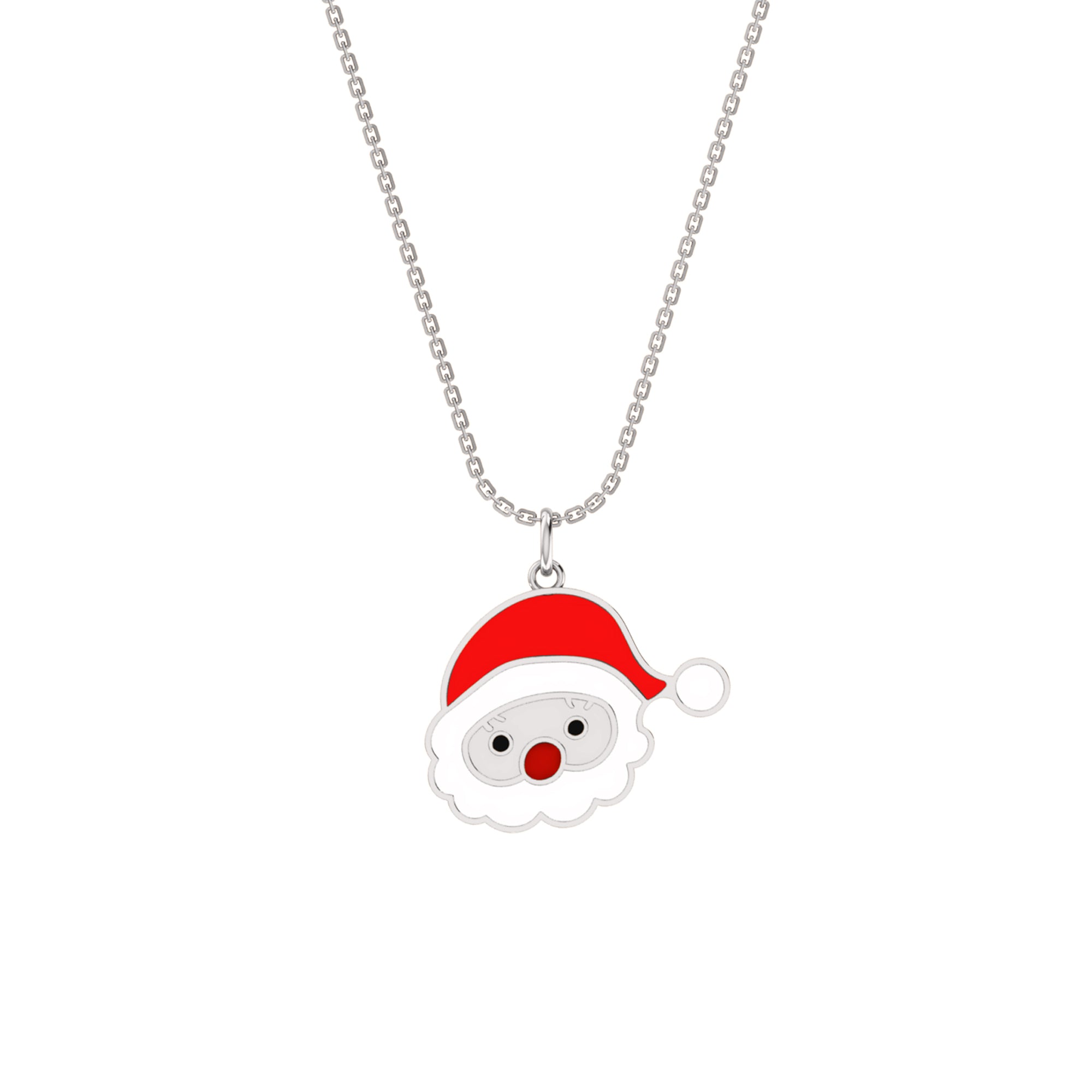Ciondolo Babbo Natale smaltato RKC in argento 925 placcato in oro bianco 14 carati Peso 5,00 GM Altezza 21,00 MM