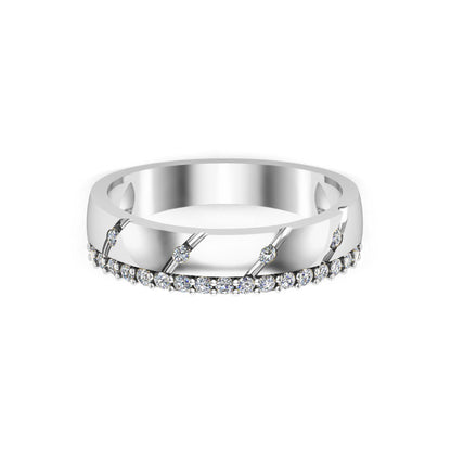 RKC 0,28 ct Moissanit 925 Sterling Silber vergoldeter Herren-Bandring für Valentinstagsgeschenk, Gewicht 4 g und Breite 4 mm