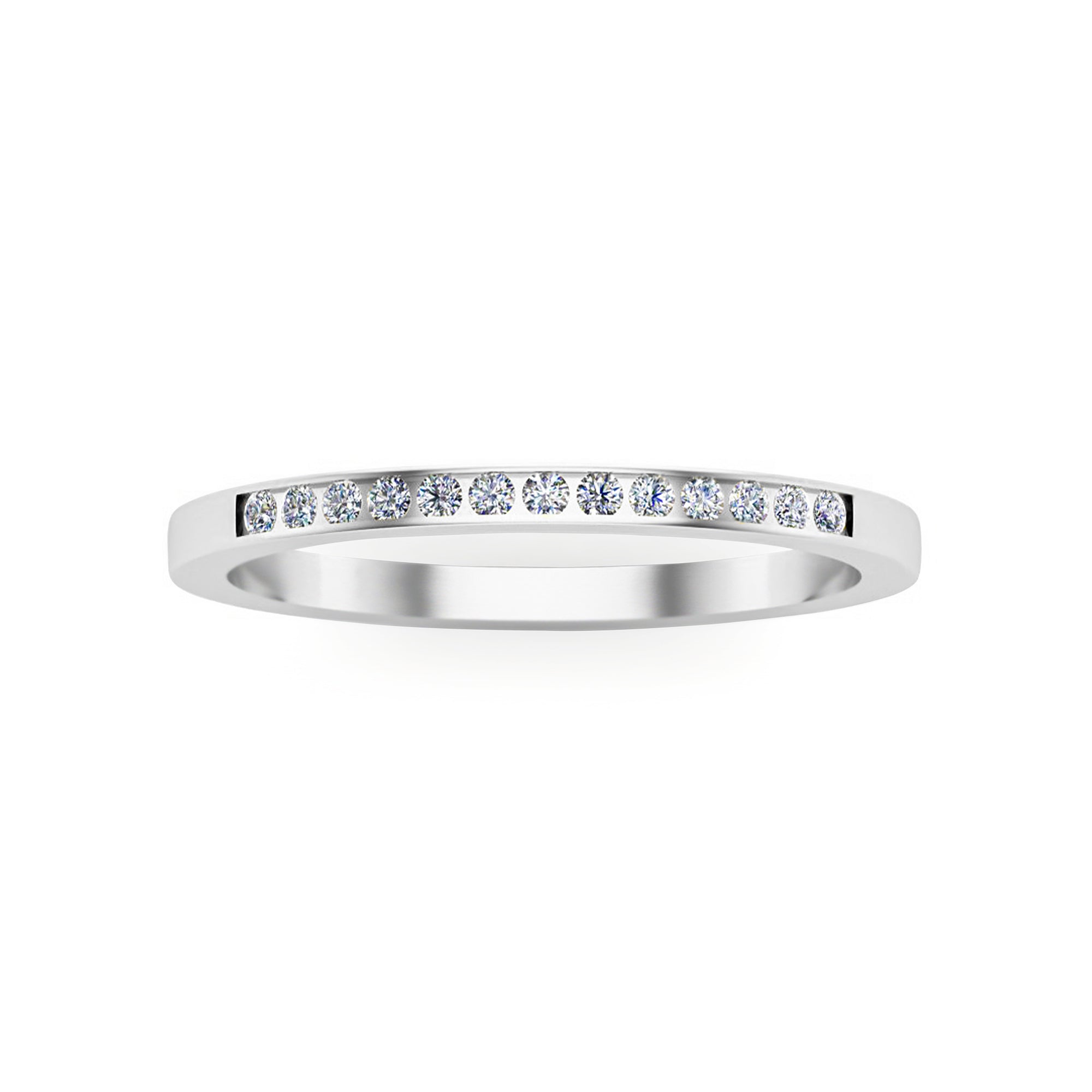 RKC-Moissanit-Rundschliff, passender stapelbarer Ring, 925er-Sterlingsilber, Band mit 14-karätigem Gelbgold vergoldet, Gewicht 1,40 g, Breite 1,40 mm