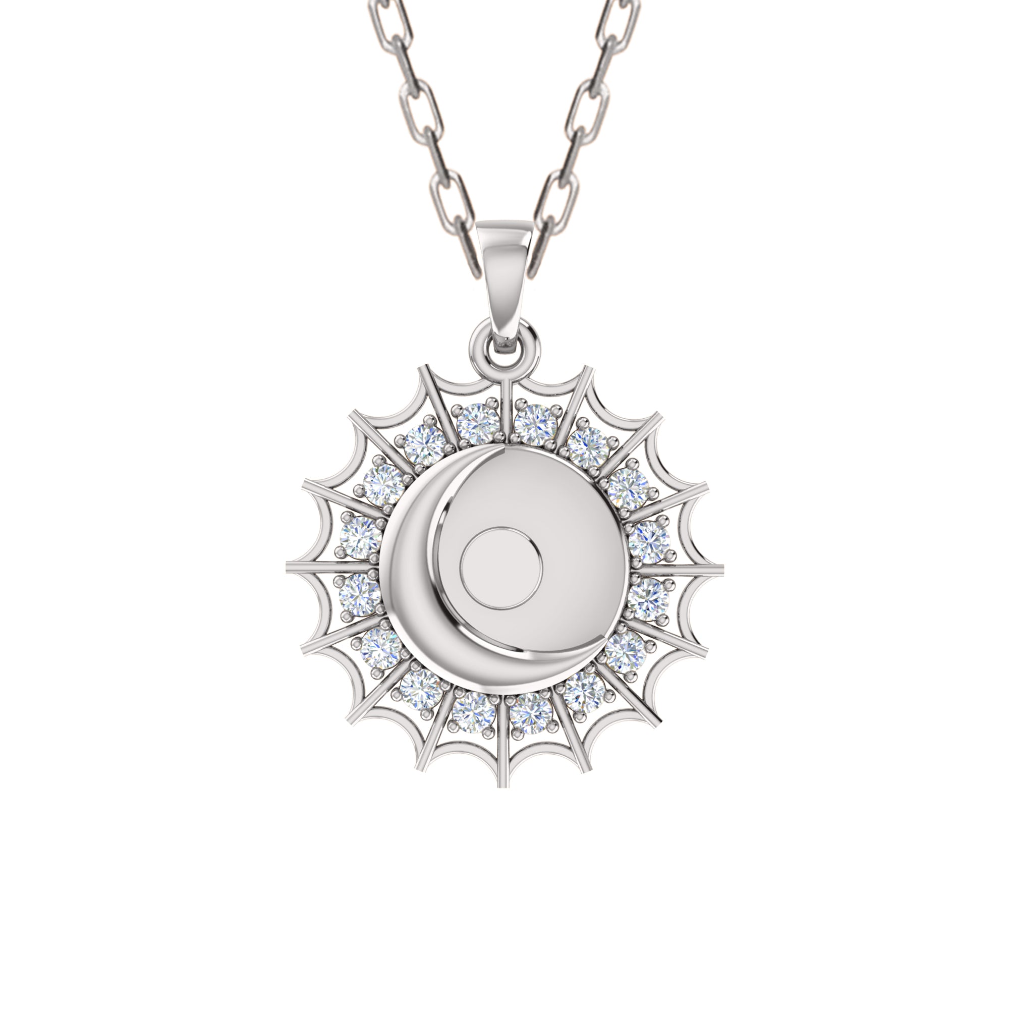 Ciondolo luna Moissanite RKC da 0,48 ct, gioielli in argento 925, placcato oro giallo 14 carati, 4,80 g, altezza 27 mm