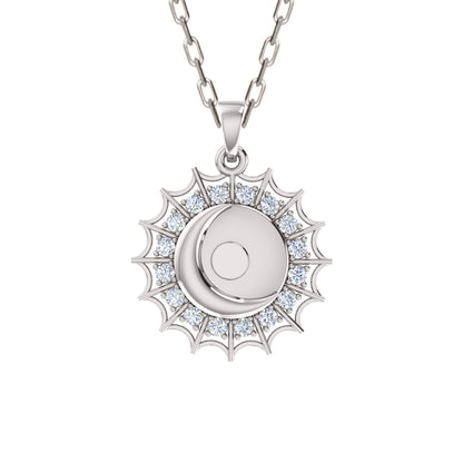 Ciondolo luna Moissanite RKC da 0,48 ct, gioielli in argento 925, placcato oro giallo 14 carati, 4,80 g, altezza 27 mm