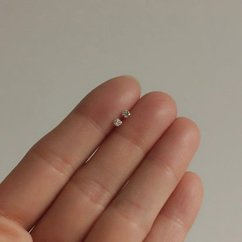 RKC Moissanite 925 Sterling silver 2mm Screw back Stud Earrings For women's