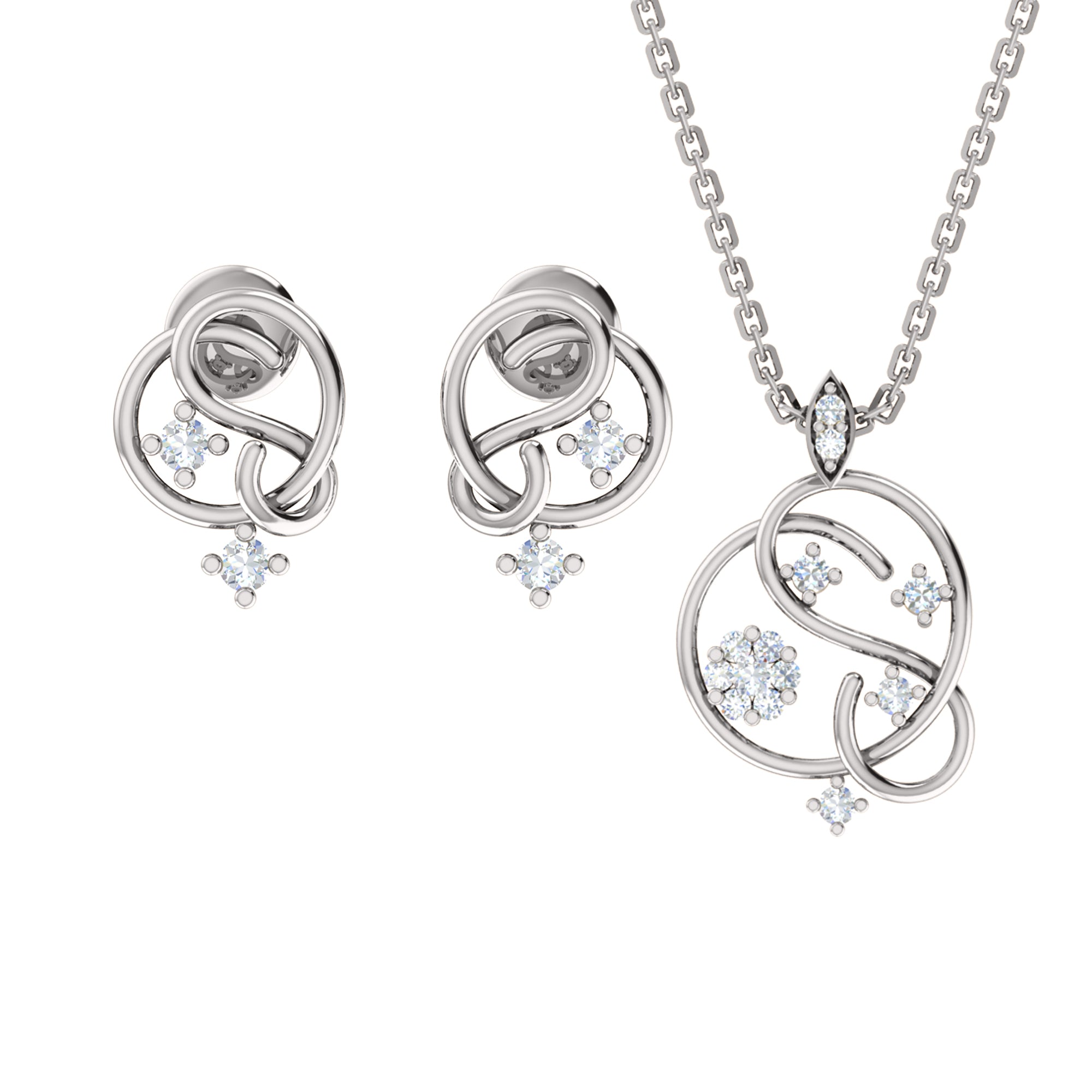 RKC 925 Silber Golden Gesamtgewicht 0,32 ct Moissanit Anhänger Gewicht 3,70 gm und Gewicht Ohrring 1,80 gm Set mit 14K Gelbgold plattiert