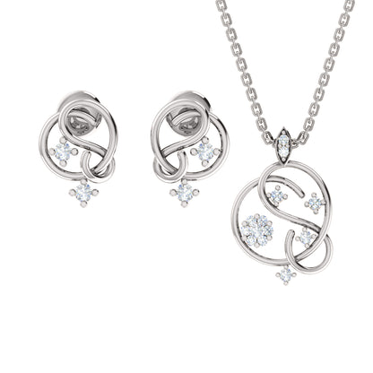 RKC 925 Silber Golden Gesamtgewicht 0,32 ct Moissanit Anhänger Gewicht 3,70 gm und Gewicht Ohrring 1,80 gm Set mit 14K Gelbgold plattiert