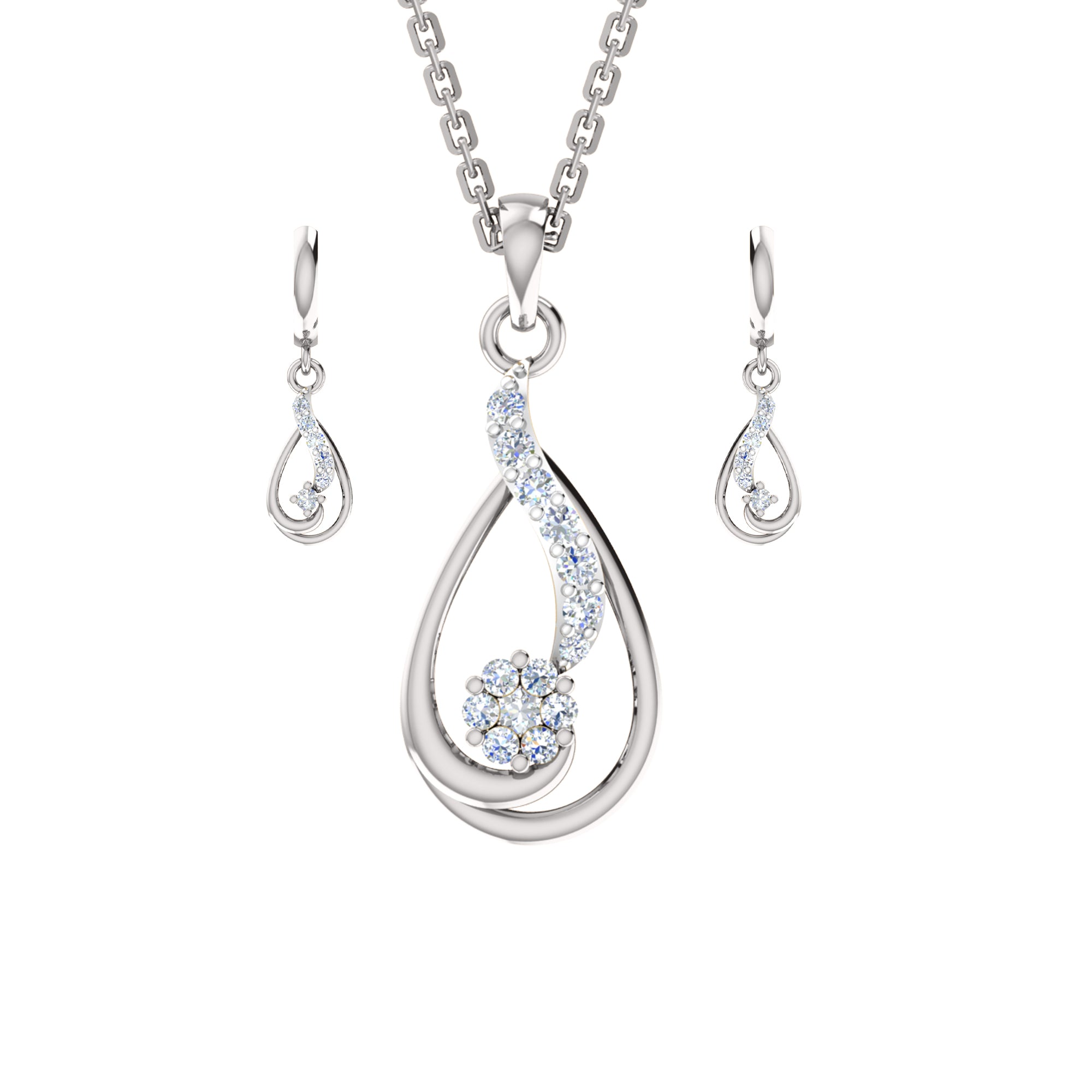 Ciondolo in moissanite da 0,40 ct in argento dorato RKC 925 con peso di 3,60 g e orecchino da 2,30 g con placcatura in oro giallo 14 carati