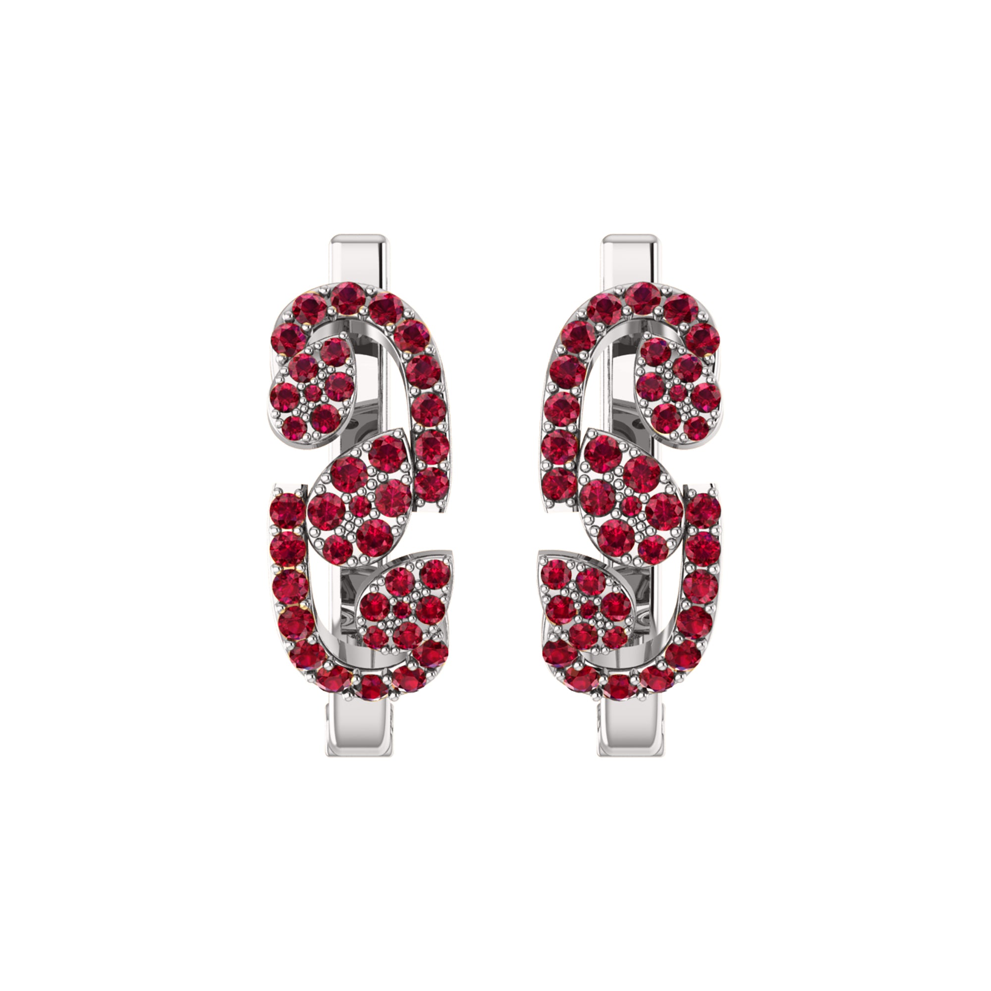 Orecchino da donna Hoops & Huggies in argento sterling RKC 925 con rosa 14k su peso 5,00 g, altezza 20,50 mm