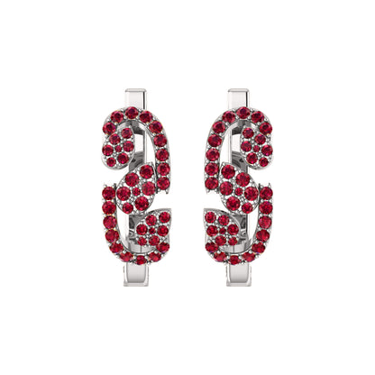 Orecchino da donna Hoops & Huggies in argento sterling RKC 925 con rosa 14k su peso 5,00 g, altezza 20,50 mm