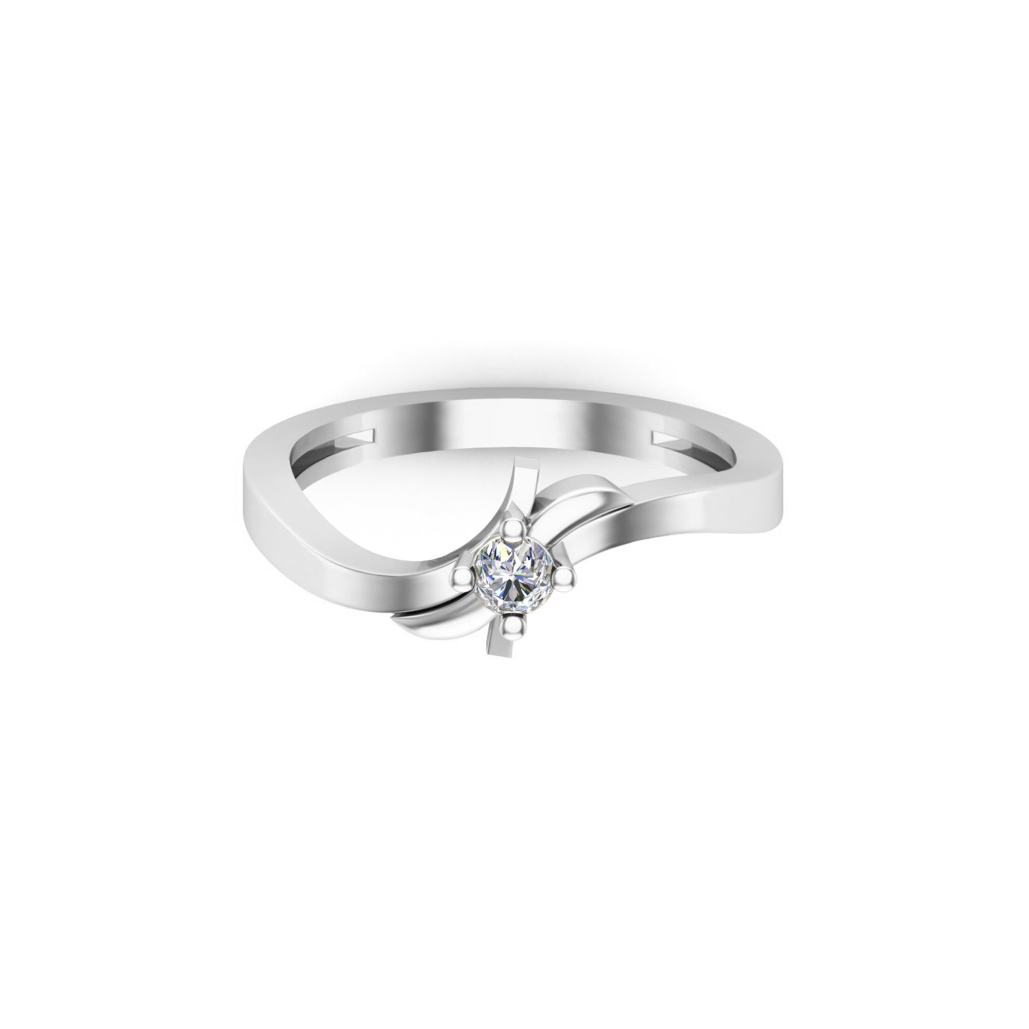 Anello di fidanzamento rotondo in moissanite RKC da 0,17 ct, argento 925 placcato in oro bianco per donna, peso 3 g e larghezza 2 mm