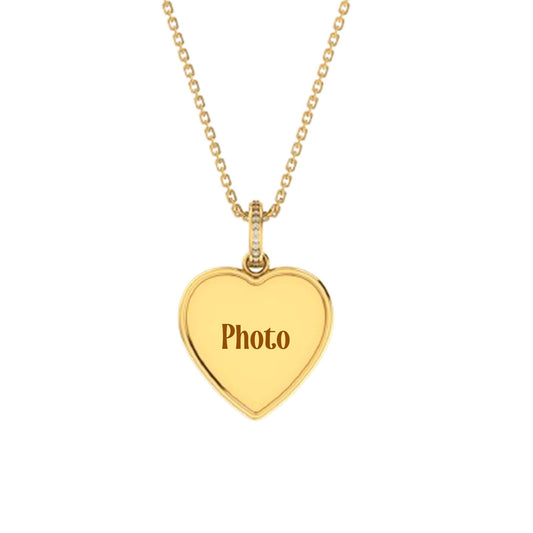RKC 14k Yellow Gold Plated Photo Pendant Necklace 925 Silver Memory Pendants Weight 6mm And Height 21 mm