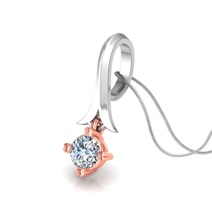 RKC Solitär-Anhänger rund für Damen, 0,25 Karat Moissanit, 14-Karat-Roségold-Finish, Gewicht 3,00 g, Höhe 17,80 mm