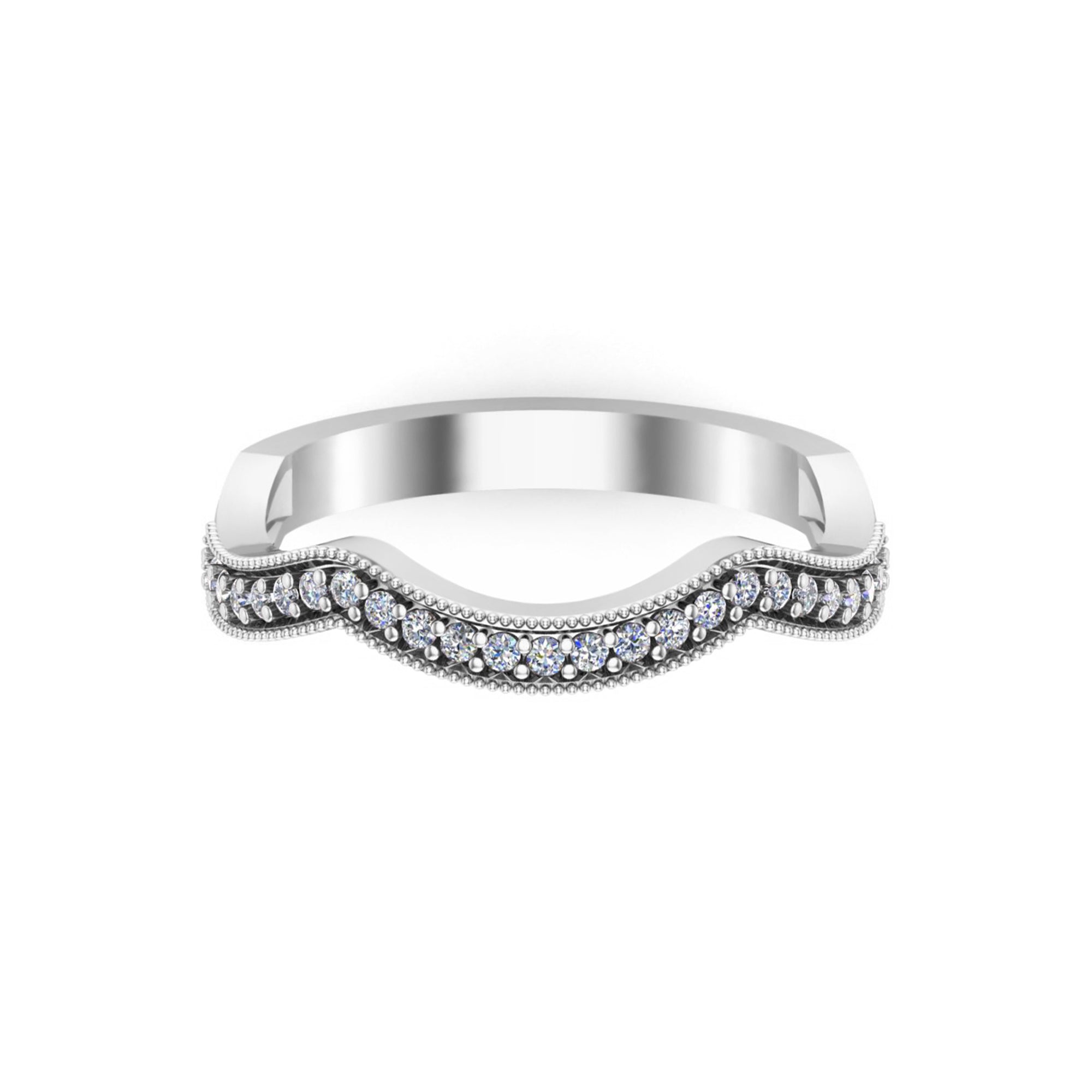 Fede nuziale curva da donna RKC Moissanite per sposa argento 925 placcato oro giallo 14 carati peso 2 g larghezza 2,50 mm