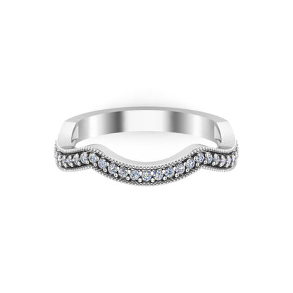 Fede nuziale curva da donna RKC Moissanite per sposa argento 925 placcato oro giallo 14 carati peso 2 g larghezza 2,50 mm