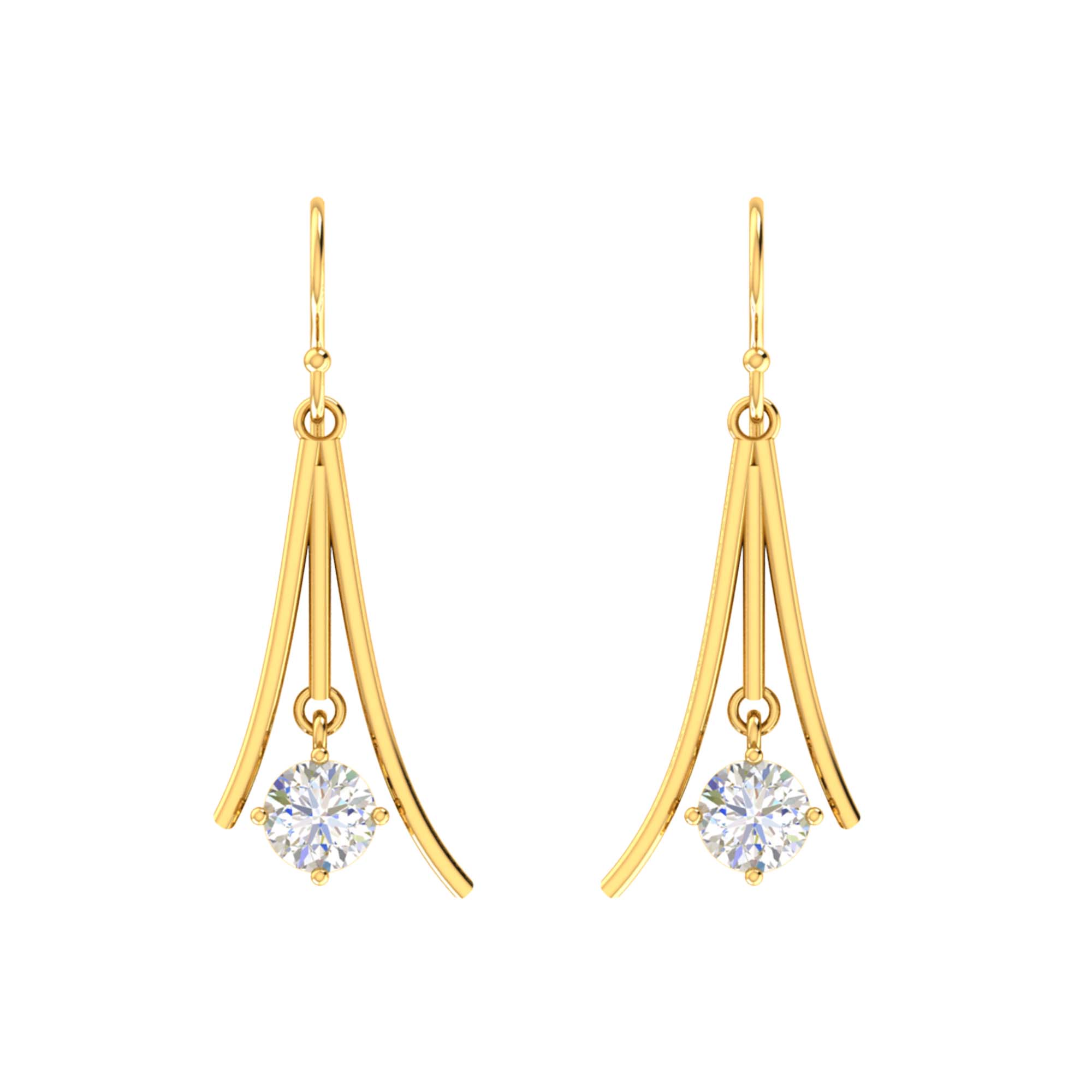 RKC Certified Moissanite Golden Drop Dangle Earrings 925 Sterling Silver Weight- 5gm