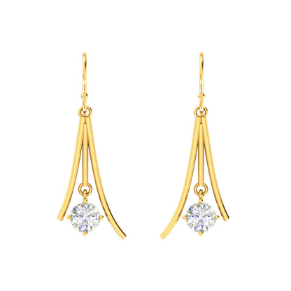 RKC Certified Moissanite Golden Drop Dangle Earrings 925 Sterling Silver Weight- 5gm