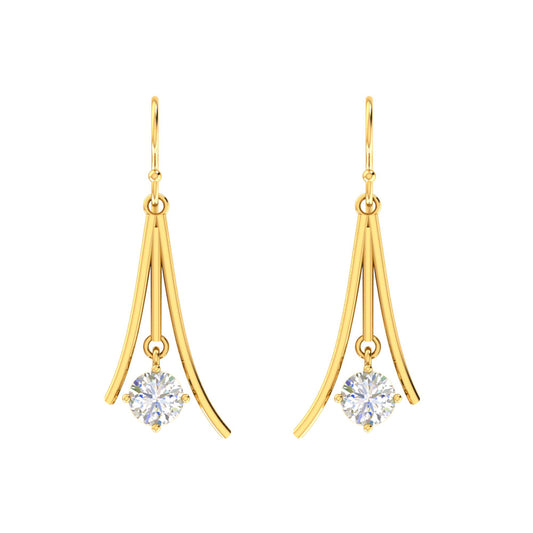 RKC Certified Moissanite Golden Drop Dangle Earrings 925 Sterling Silver Weight- 5gm