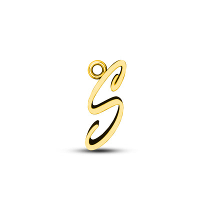Ciondolo da donna con lettera "S" personalizzata in argento RKC, placcato in oro bianco 14 carati, peso 2,50 g, altezza 14,00 mm