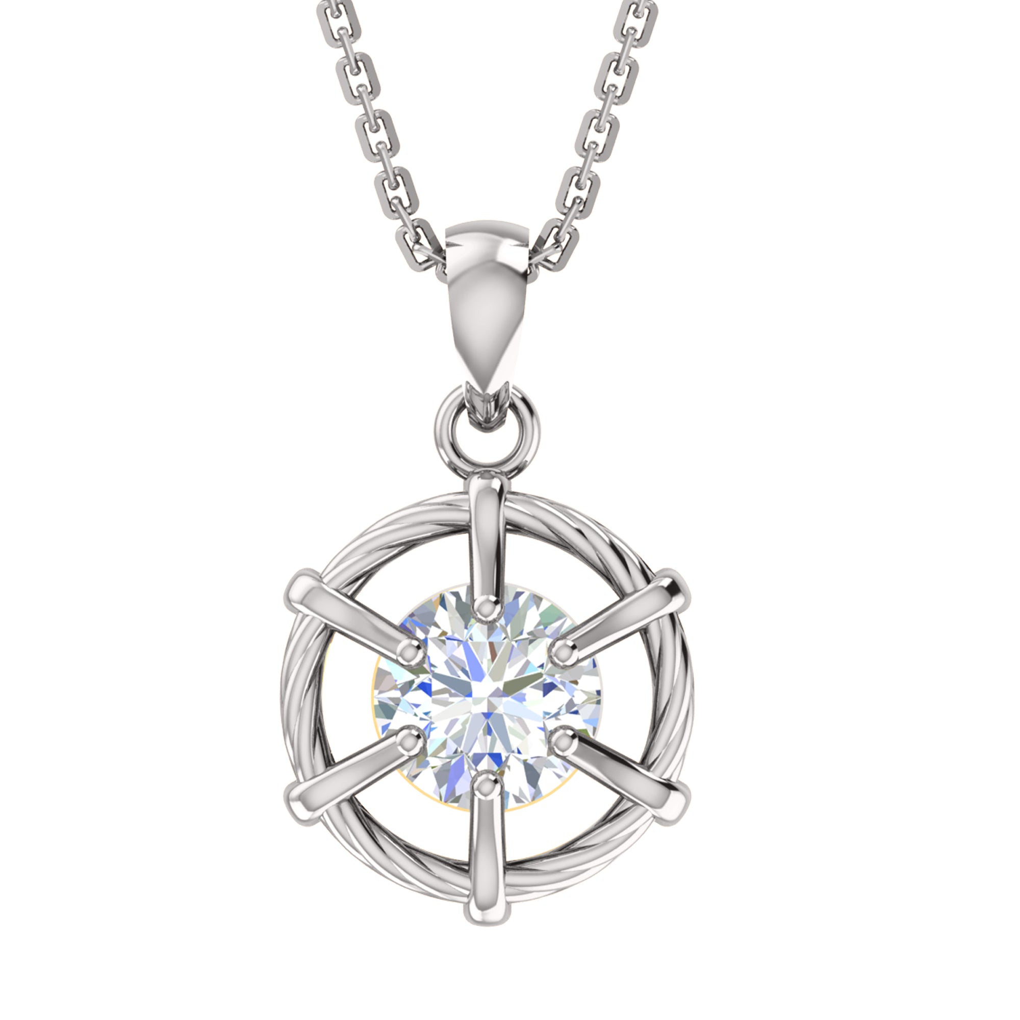 RKC 2,00 Karat Moissanit-Halo-Anhänger, 925er Silberschmuck, 14 Karat Weißgold vergoldet, Gewicht 6,50 g, Höhe 24,40 mm