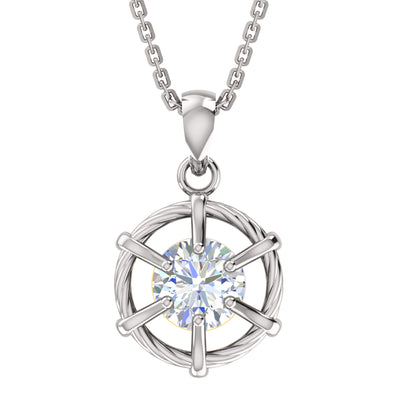 RKC 2,00 Karat Moissanit-Halo-Anhänger, 925er Silberschmuck, 14 Karat Weißgold vergoldet, Gewicht 6,50 g, Höhe 24,40 mm