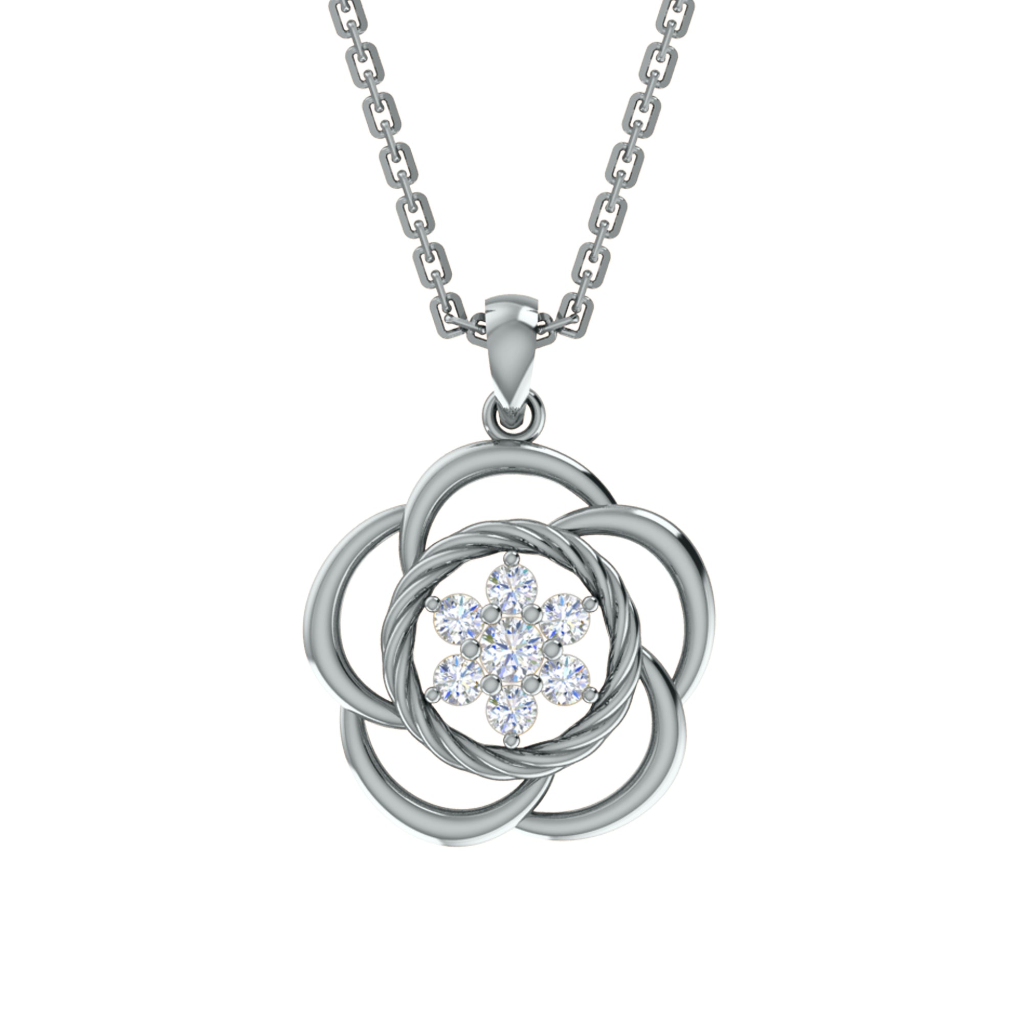 RKC 0,25 CT floraler Moissanit-Anhänger, 925er Silberschmuck, 14 Karat Roségold vergoldet, Gewicht 4,50 g, Höhe 22,00 mm