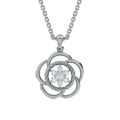 RKC 0,25 CT floraler Moissanit-Anhänger, 925er Silberschmuck, 14 Karat Roségold vergoldet, Gewicht 4,50 g, Höhe 22,00 mm