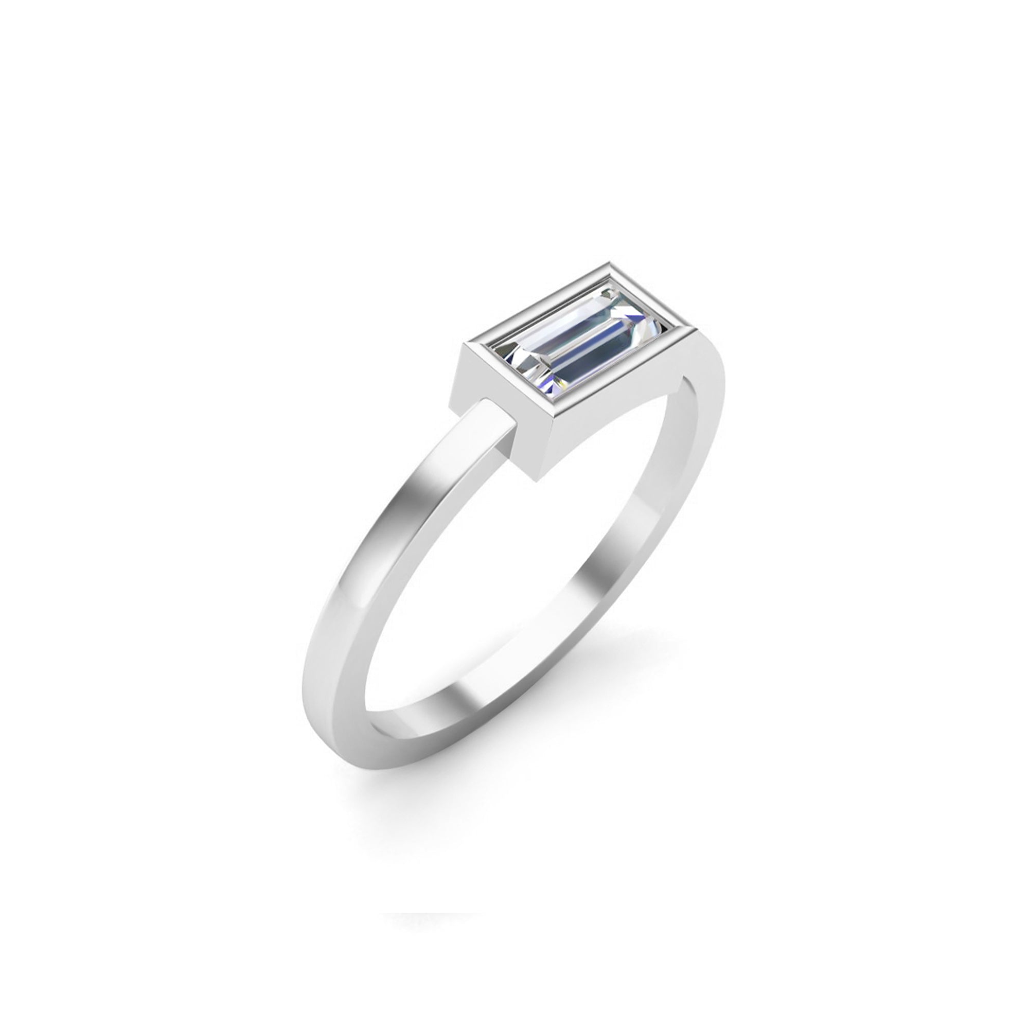 RKC 925 Sterling Silber Baguette-Solitärring für Sie, Gewicht 1,80 g, Breite 1,60 mm