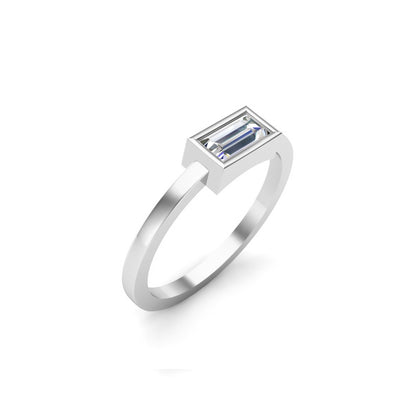 RKC 925 Sterling Silber Baguette-Solitärring für Sie, Gewicht 1,80 g, Breite 1,60 mm