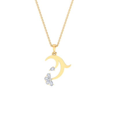 RKC Rose Gold Elegant Moissanite Flower Pendant With Chain