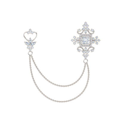 Spilla RKC Moissanite in argento sterling 925, prodotto placcato in oro rosa 14 carati, peso 6,10 GM, altezza 40,50 MM