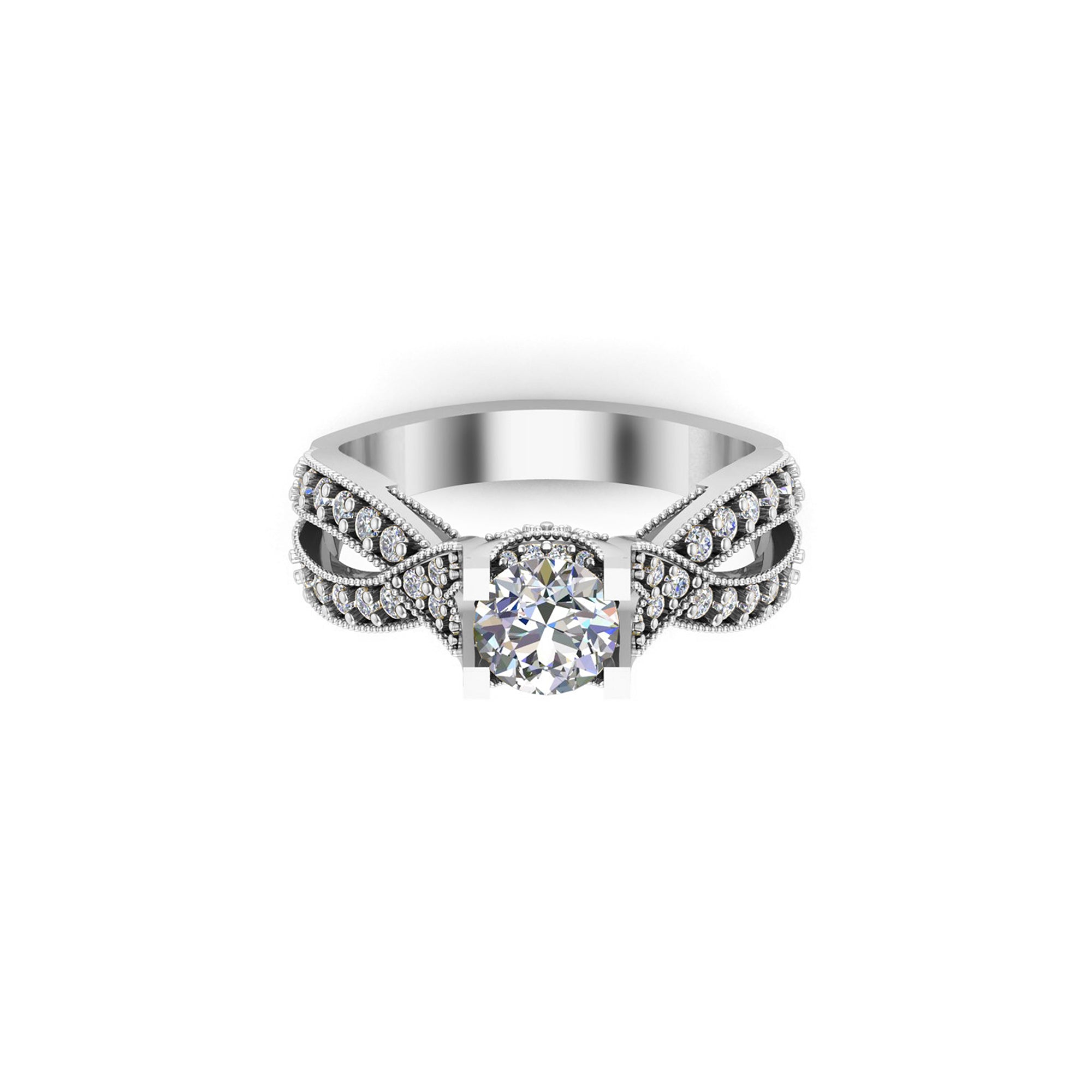 Anello da sposa da donna con solitario in argento 925 rotondo con Moissanite rotondo RKC, peso 3,5 g