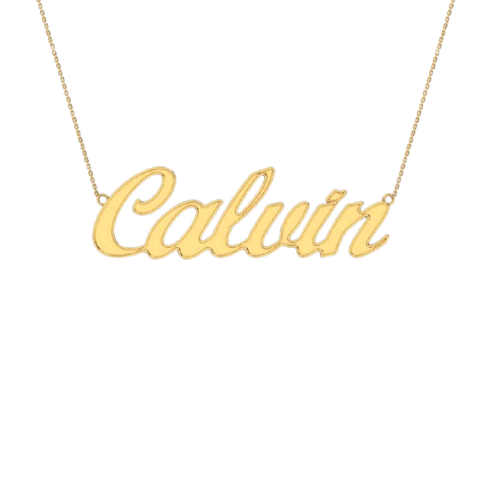 RKC 14k Yellow Gold Plated Name Plate Locket Pendant Necklace 925 Silver Weight 4 gm