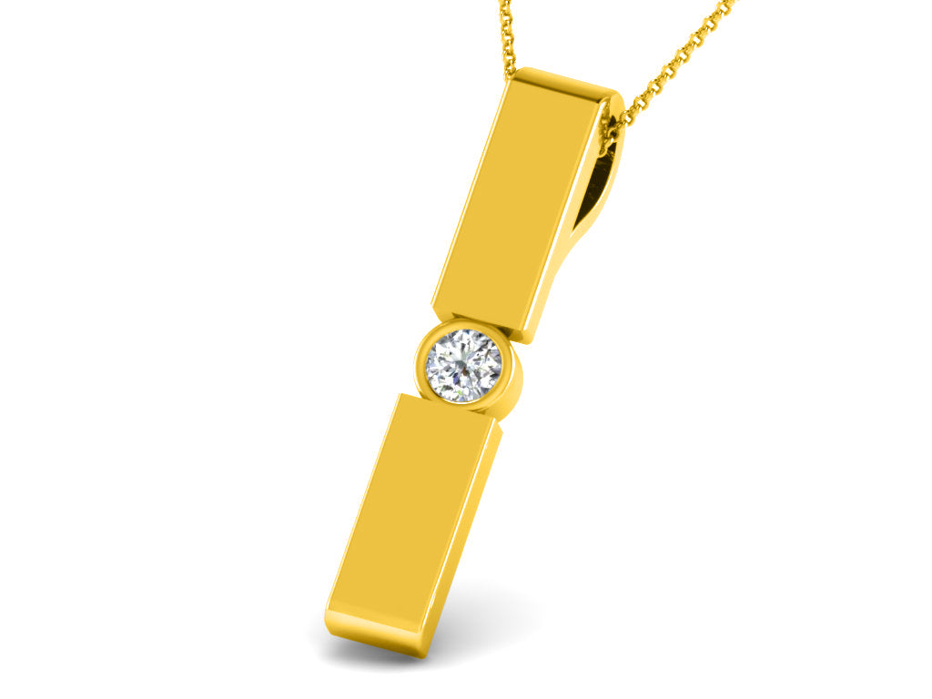 Ciondolo da donna con barra Moissanite in argento sterling 925 RKC da 0,10 CT, finitura in oro bianco 14 carati, peso 4,00 g, altezza 24 mm