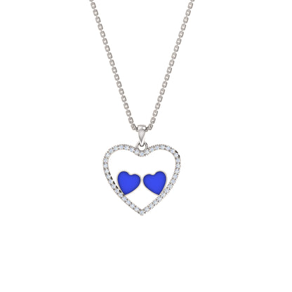 Ciondolo smaltato a cuore in moissanite da 0,36 ct RKC, argento 925, placcato oro rosa 14 carati, peso 3,80 GM, altezza 18,60 mm
