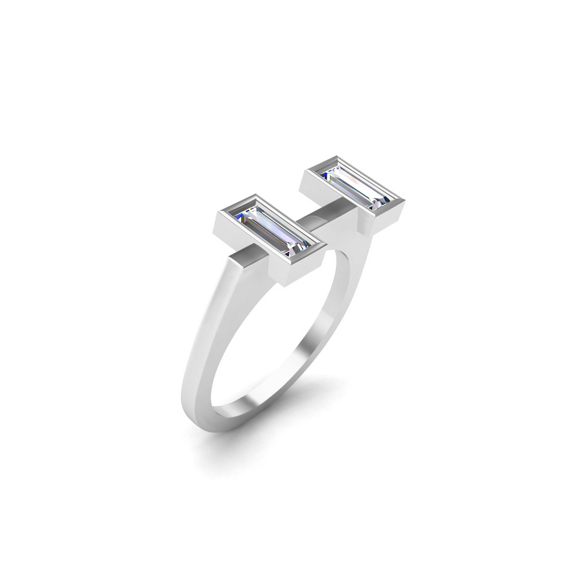 RKC Ehering aus 925er-Sterlingsilber, Moissanit-Baguette-Bandring für Damen, Gewicht 3,40 g, Breite 1,75 mm