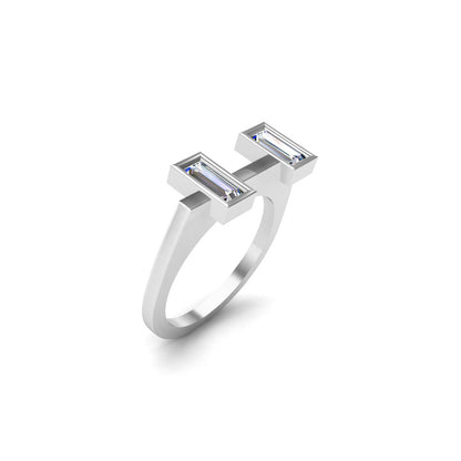 RKC Ehering aus 925er-Sterlingsilber, Moissanit-Baguette-Bandring für Damen, Gewicht 3,40 g, Breite 1,75 mm