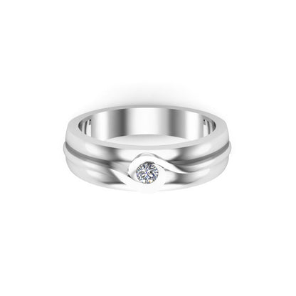 RKC 0,08 Karat Moissanit-Verlobungsring, 925er Silber, 14 Karat Roségold vergoldet, für Herren, Gewicht 3 g, Breite 4,50 mm