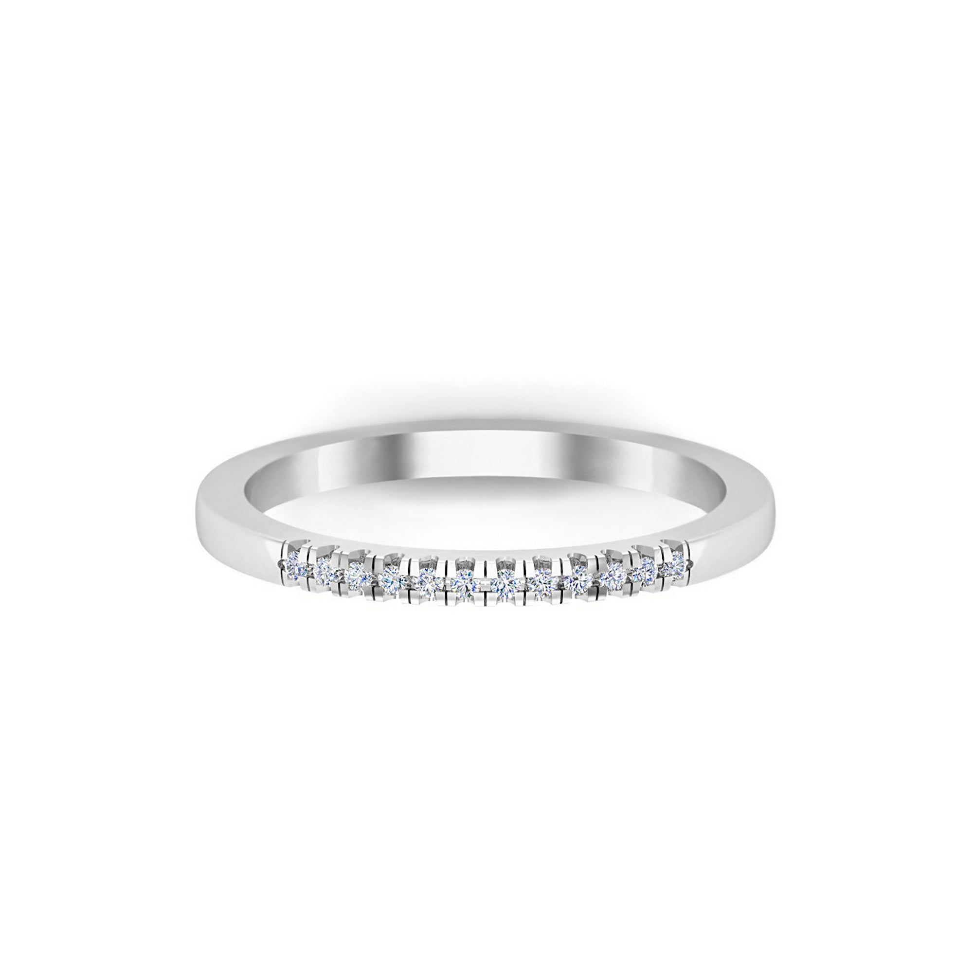 RKC Moissanite Half Eternity Promise Band Anello in argento sterling 925 in oro giallo 14K su fascia per lei Peso 1,60 g Larghezza 1,70 mm
