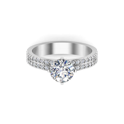 Anello regalo di nozze Moissanite taglio rotondo RKC Argento 925 placcato oro giallo 14K Peso 2,60 g Larghezza 3,50 MM