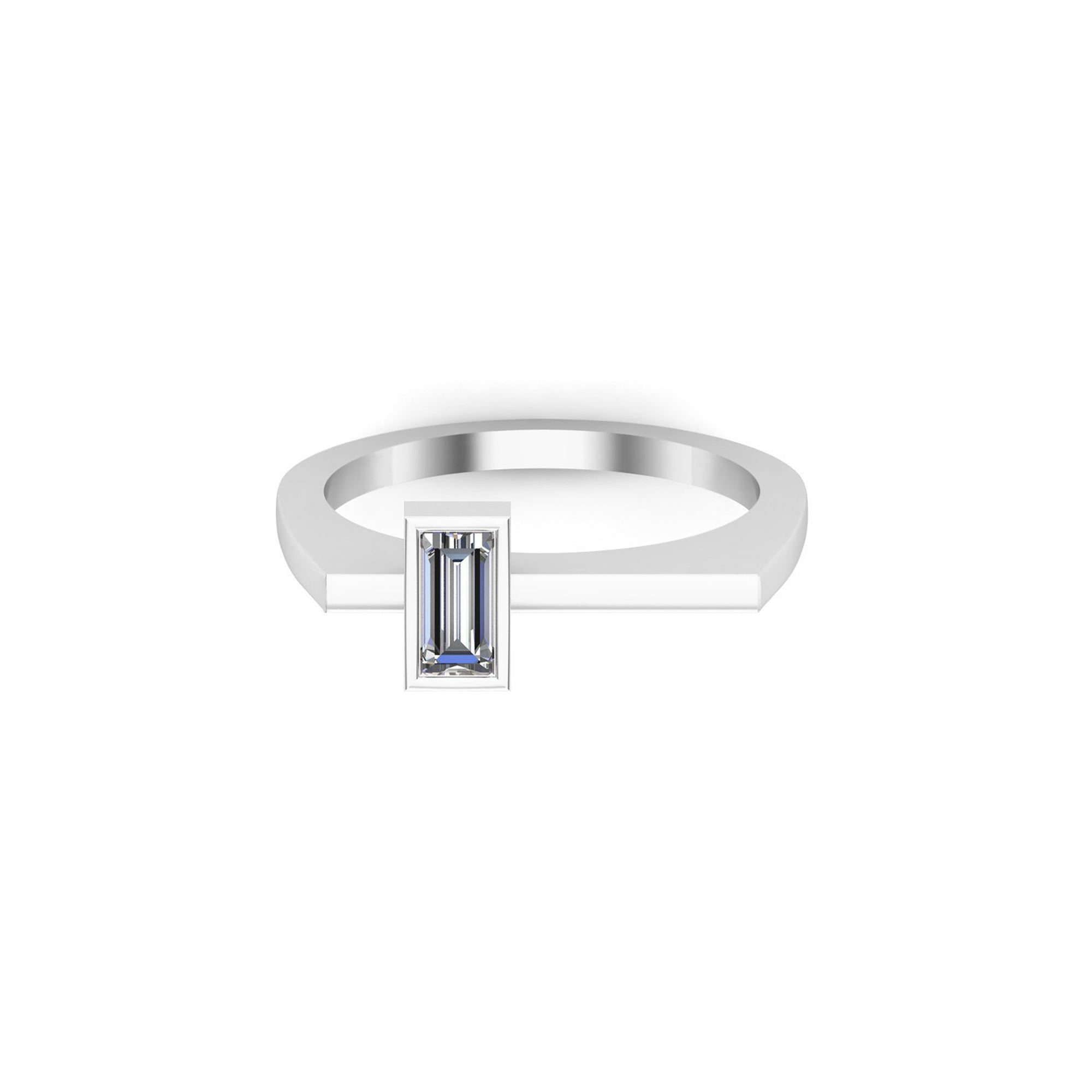 Anello regalo con fascia solitaria unisex RKC Baguette Moissanite Argento 925 placcato oro giallo 14K Peso 3 g Larghezza 1,60 MM