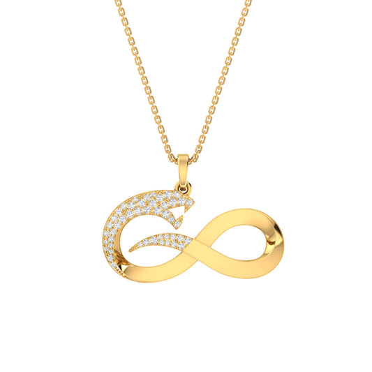 RKC 14k Yellow Gold Plated Infinity Snake Real Moissanite Pendant Necklace 925 Sterling Silver