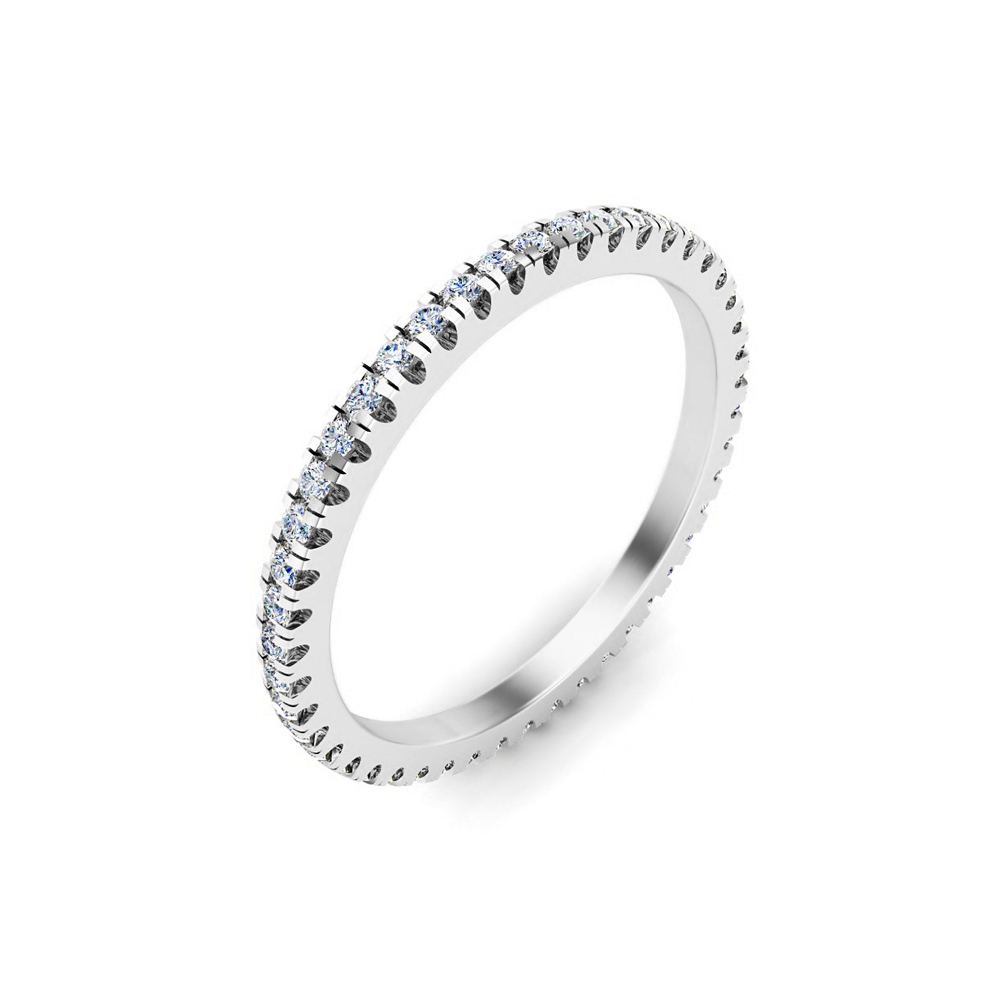 RKC Moissanit Damen-Eternity-Band-Verlobungsring, 14 Karat Roségold vergoldet, 925er Sterlingsilber, Gewicht 1,20 mm, Breite 1,60 mm